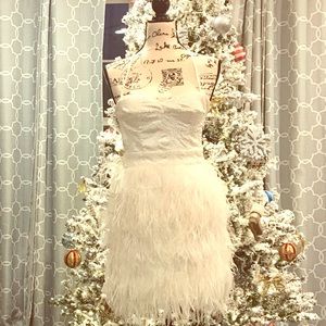 Bebe Feather Sequin Dress Hand Embellished